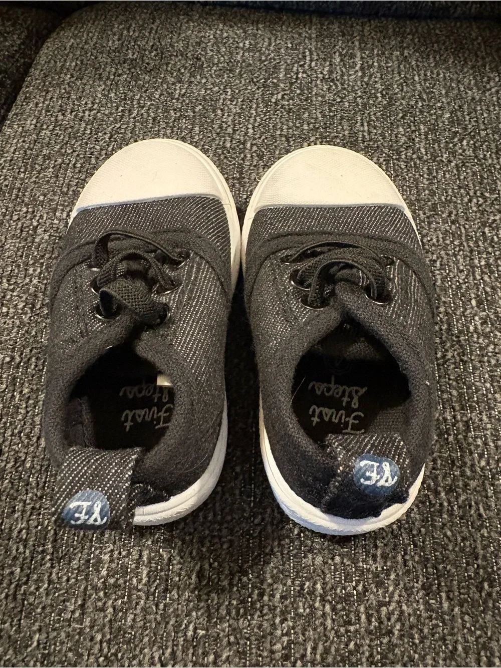 Kids Slip-On Canvas Sneakers with White Toe Cap - Black